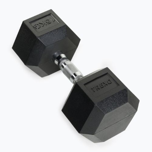 TREXO Hex gumírozott súlyzó 15 kg HXD150