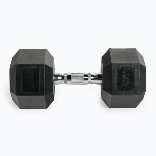 TREXO Hex gumírozott súlyzó 15 kg HXD150