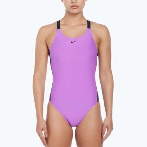 Női egyrészes fürdőruha Nike Logo Tape Fastback fukszia álom