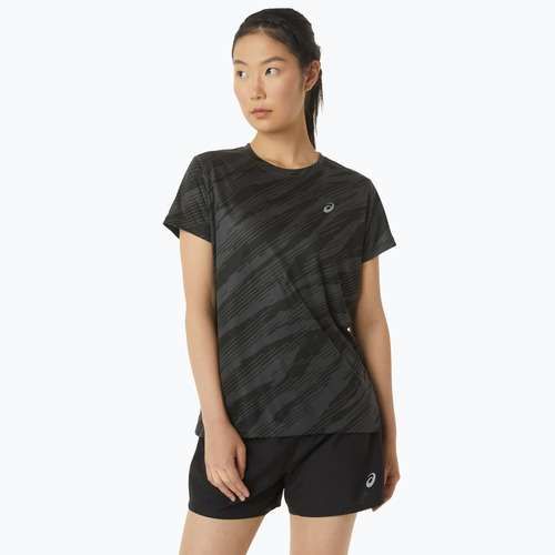 Férfi futópóló ASICS Core All Over Print graphite grey/performance black
