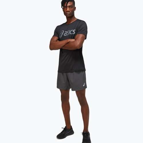 Férfi ASICS Core Top teljesítmény futópóló fekete/karrier szürke