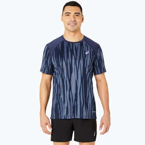 Férfi ASICS Road All Over Print Top blue expanse/idnight futópóló