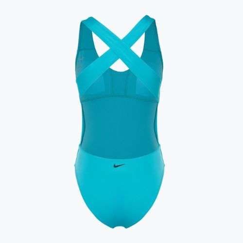 Női egyrészes fürdőruha Nike Multi Logo Crossback dusty cactus