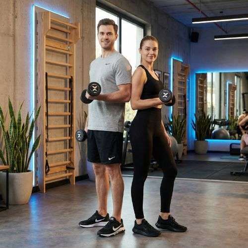 Gumírozott öntöttvas kézisúlyzó XTREXO Pro 4 kg black