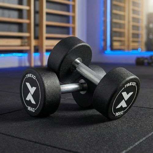 Gumírozott öntöttvas kézisúlyzó XTREXO Pro 16 kg black