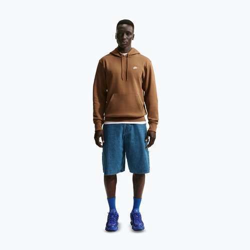 Férfi kapucnis pulóver Nike Club Pullover Hoodie ale brown/ale brown/white