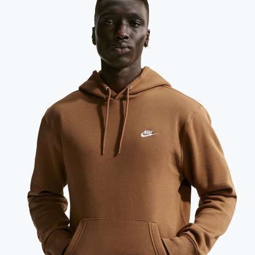 Férfi kapucnis pulóver Nike Club Pullover Hoodie ale brown/ale brown/white