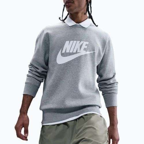 Férfi pulóver Nike Sportswear Club Graphic Fleece Crew dark grey heather/white