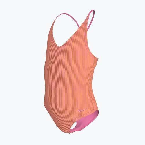 Gyermek egyberészes fürdőruha Nike Ocean Bound Ripple Texture Lace Up pink glow