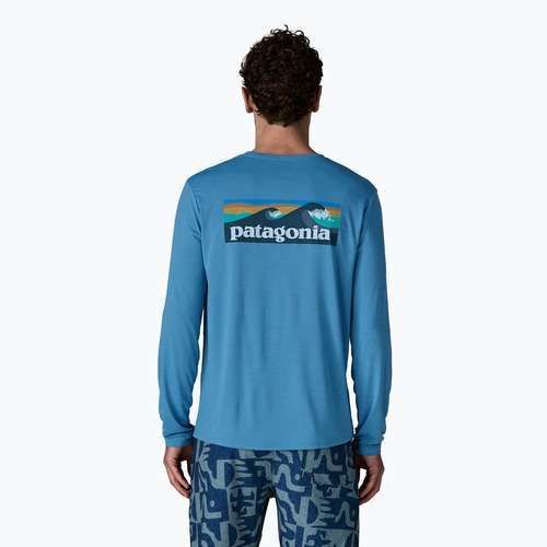 Férfi hosszú ujjú póló Patagonia Capilene Cool Daily - Boardshort Logo shore blue/light shore blue x-dye