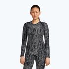 Női trekking hosszú ujjú felső Icebreaker Merino 260 Tech Vertex Crewe Delta Lines AOP black/snow/j