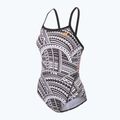 Női egyrészes fürdőruha ZONE3 Kona Speed Strap Back tribal print/fekete/fekete/fehér/narancssárga 4