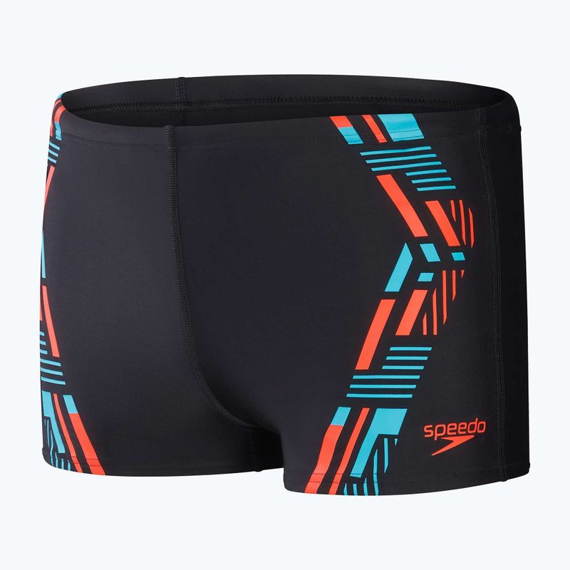 Férfi Speedo Tech Print úszónadrág fekete/narancssárga 10