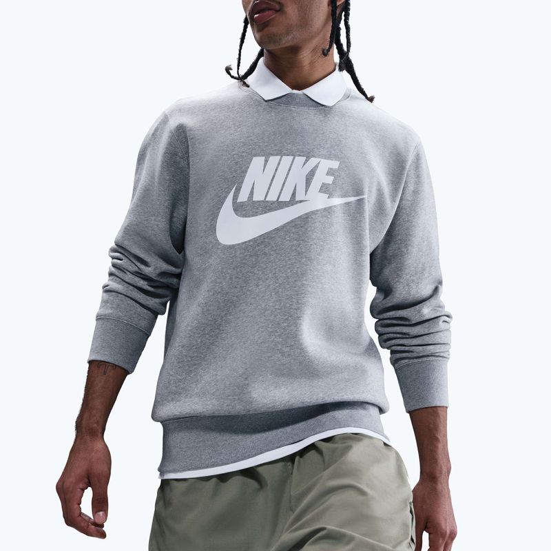 Férfi pulóver Nike Sportswear Club Graphic Fleece Crew dark grey heather/white 4