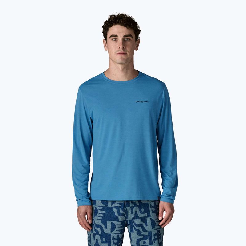 Férfi hosszú ujjú póló Patagonia Capilene Cool Daily - Boardshort Logo shore blue/light shore blue x-dye
