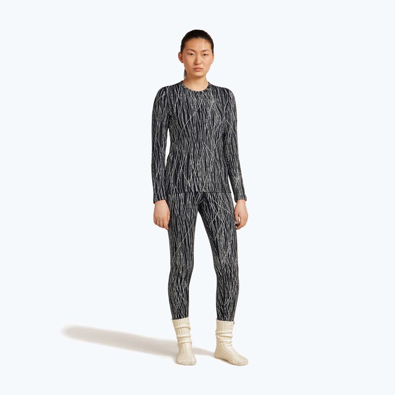 Női trekking hosszú ujjú felső Icebreaker Merino 260 Tech Vertex Crewe Delta Lines AOP black/snow/j 2
