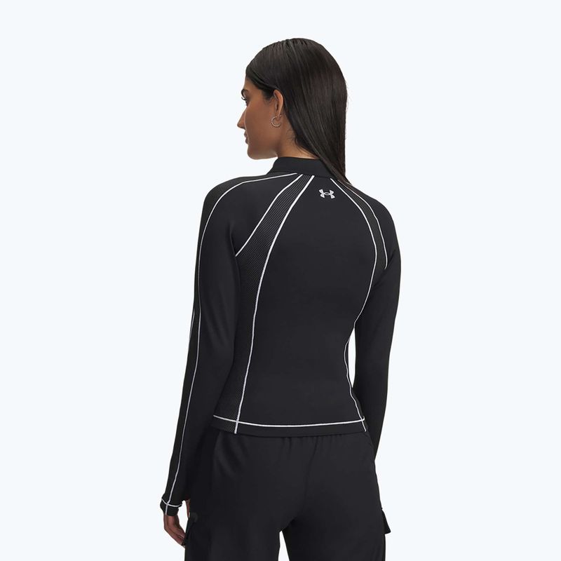 Női hosszú ujjú tréningfelső Under Armour ColdGear Textured 1/2 Zip black/white/metallic silver 3