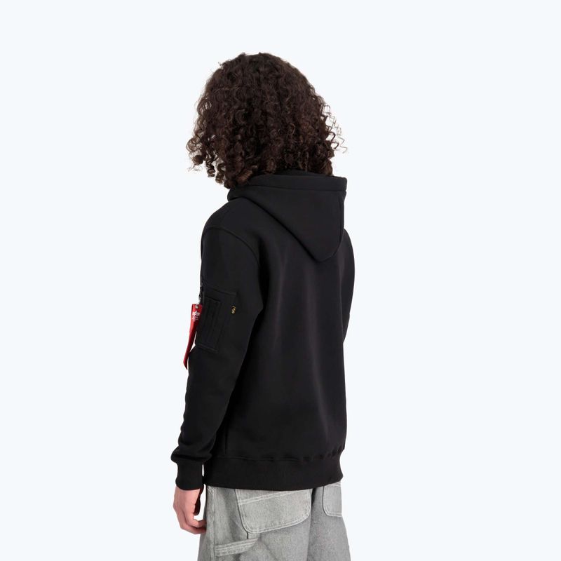 Férfi Alpha Industries Puff Print kapucnis pulóver fekete 4