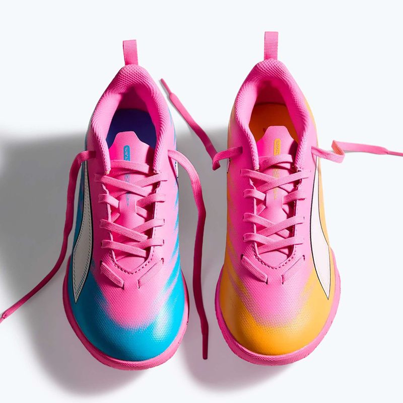 Gyerek focicipő PUMA Ultra 6 Play It Jr poison pink/puma wht/sun stream/bright aqua/puma blk 12