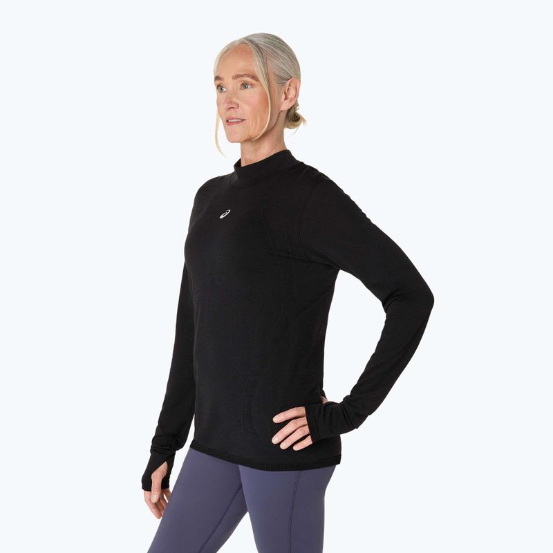 Női ASICS Road Winter Seamless teljesítmény fekete hosszú ujjú futócipő 4