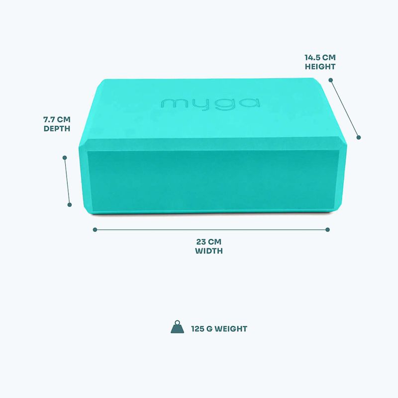 Jógatégla Myga Foam Block turquoise 3