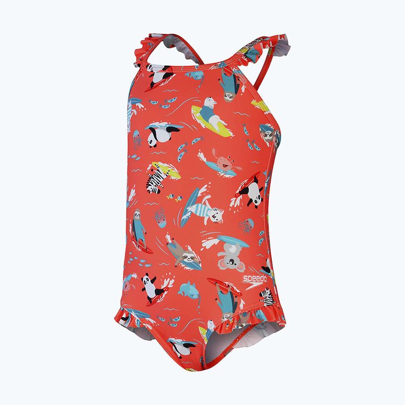 Speedo Digital Frill Thinstrap gyermek egyrészes fürdőruha narancssárga 8-1288115155 3
