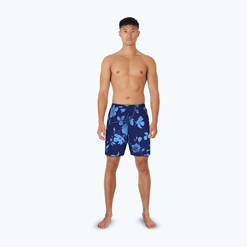 Férfi Nike Fine Floral 7" Volley úszónadrág éjfekete tengerészkék 2
