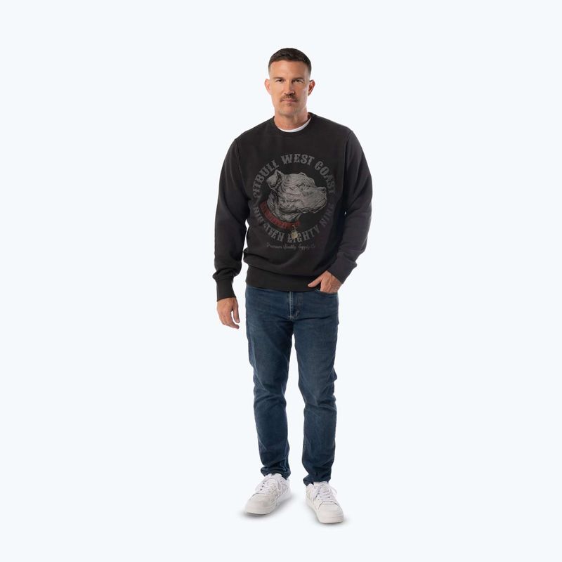 Férfi pulóver Pitbull Strenght & Respect Crewneck washed dark graphite 2