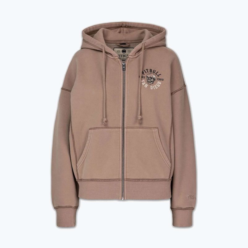 Női pulóver Pitbull Skull Surf Hooded Zip chocolate mousse 7