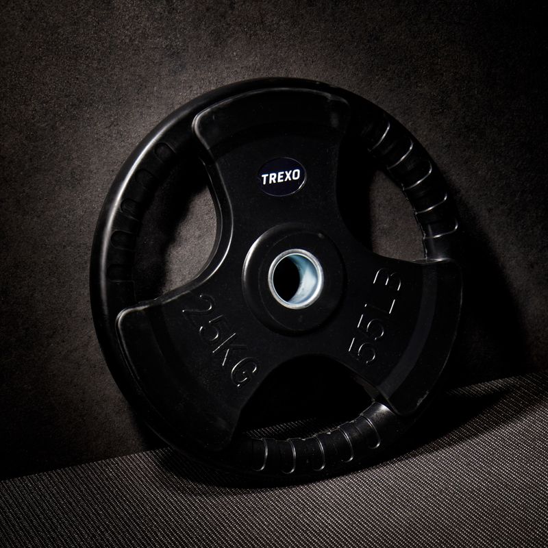 XTREXO fekete gumírozott öntöttvas súlyzótárcsa 25 kg RW25 5