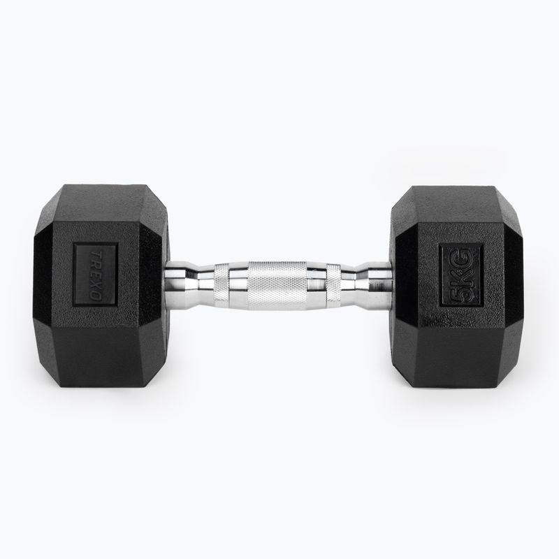 TREXO Hex gumírozott súlyzó 5 kg HXD50 4