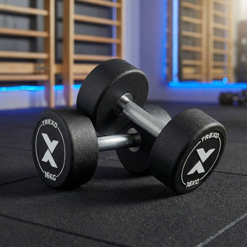 Gumírozott öntöttvas kézisúlyzó XTREXO Pro 16 kg black 3