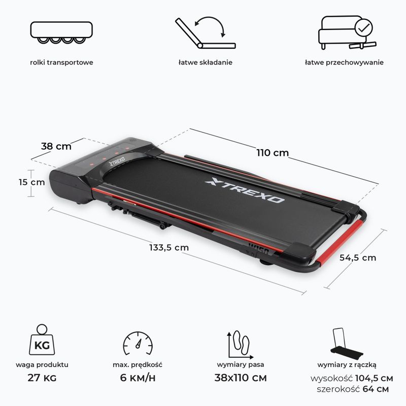 Elektromos futópad XTREXO Walking Pad W150 fekete 3