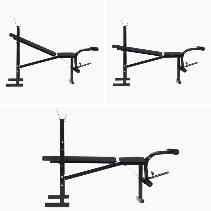 XTREXO BenchFit Lite edzőpad állvánnyal és súlyzóval fekete színben 14