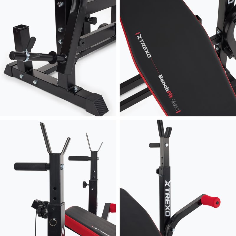 XTREXO BenchFit Max edzőpad állvánnyal és imarúddal fekete színben 16