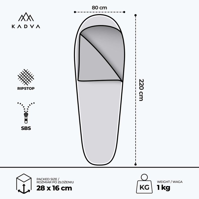 KADVA Light 1000 L hálózsák bal szürke 3