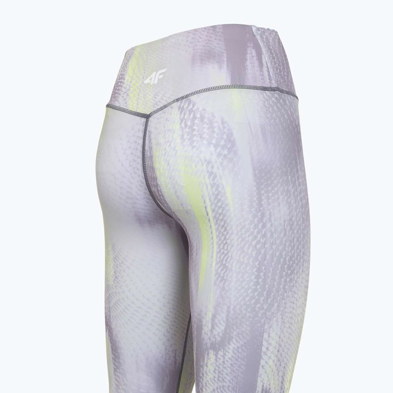 Női edző leggings 4F Solar Punk FNK F454 light yellow allover 10