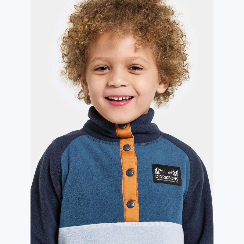 Didriksons Monte Half Button gyermek fleece pulóver felhő kék 6