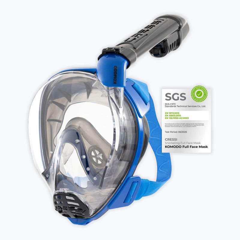 Teljes arcot fedő búvármaszk sznorkelezéshez Cressi Komodo Full Face blue/black 2