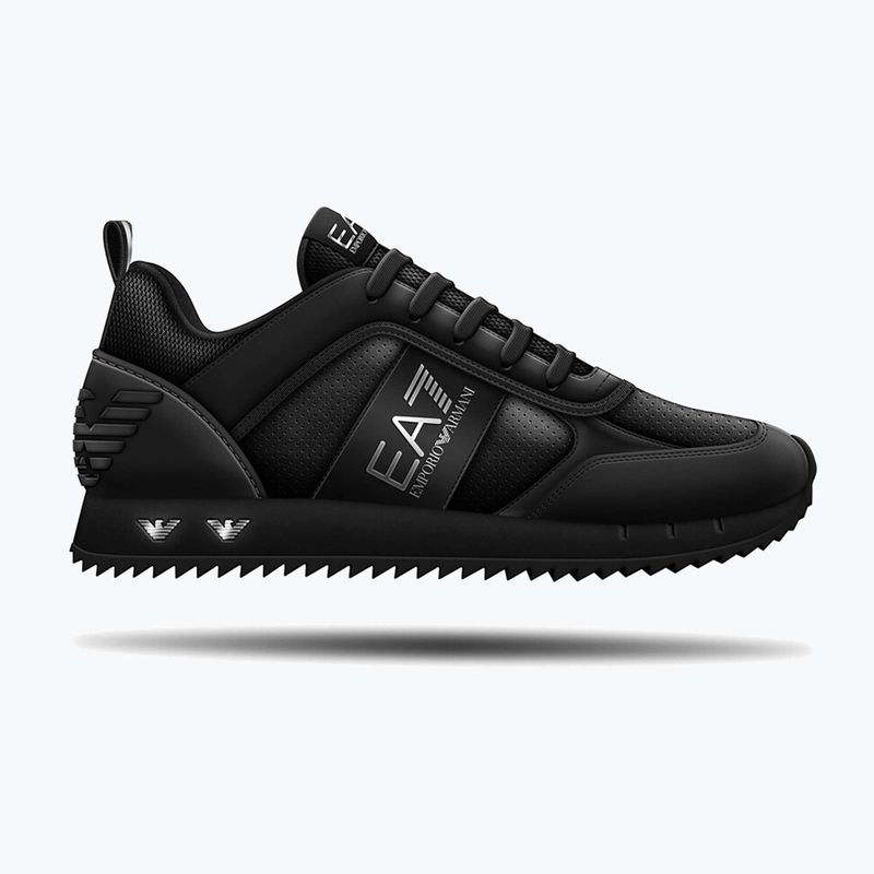 EA7 Emporio Armani fekete-fehér szarvasbőr tripla fekete micropunch cipők 8