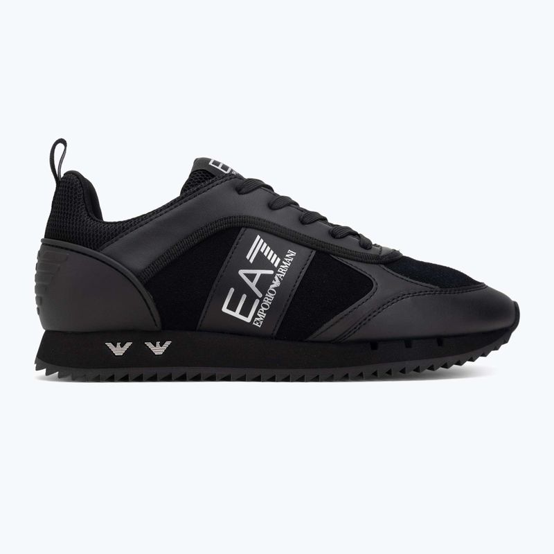 EA7 Emporio Armani fekete-fehér szarvasbőr tripla fekete micropunch cipők 2