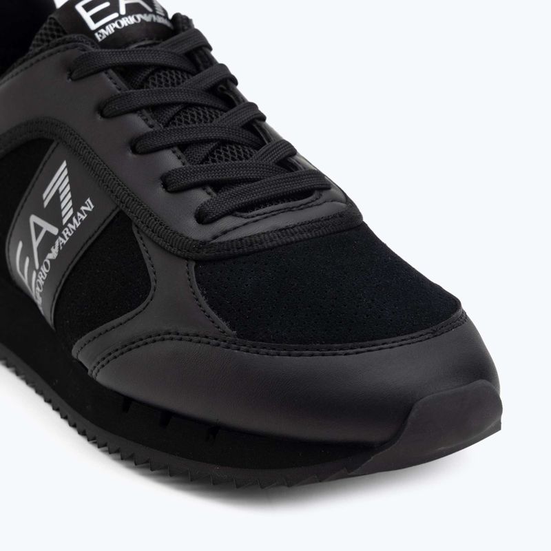 EA7 Emporio Armani fekete-fehér szarvasbőr tripla fekete micropunch cipők 7