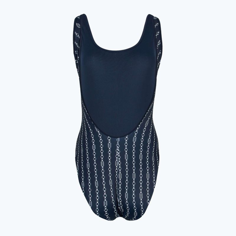 Tommy Hilfiger női egyrészes fürdőruha One Piece Print (Ext) zászlós lánc sötét éjszakai tengerészkék 2