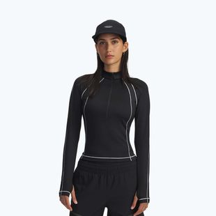 Női hosszú ujjú tréningfelső Under Armour ColdGear Textured 1/2 Zip black/white/metallic silver