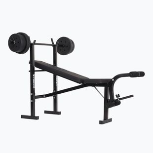 XTREXO BenchFit Lite edzőpad állvánnyal és súlyzóval fekete színben